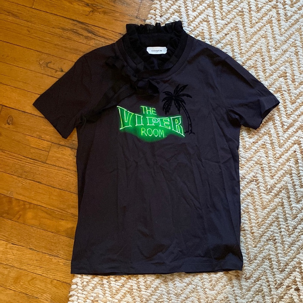 Coach 1941 Graphic T-Shirt with Ruffle Tie Collar